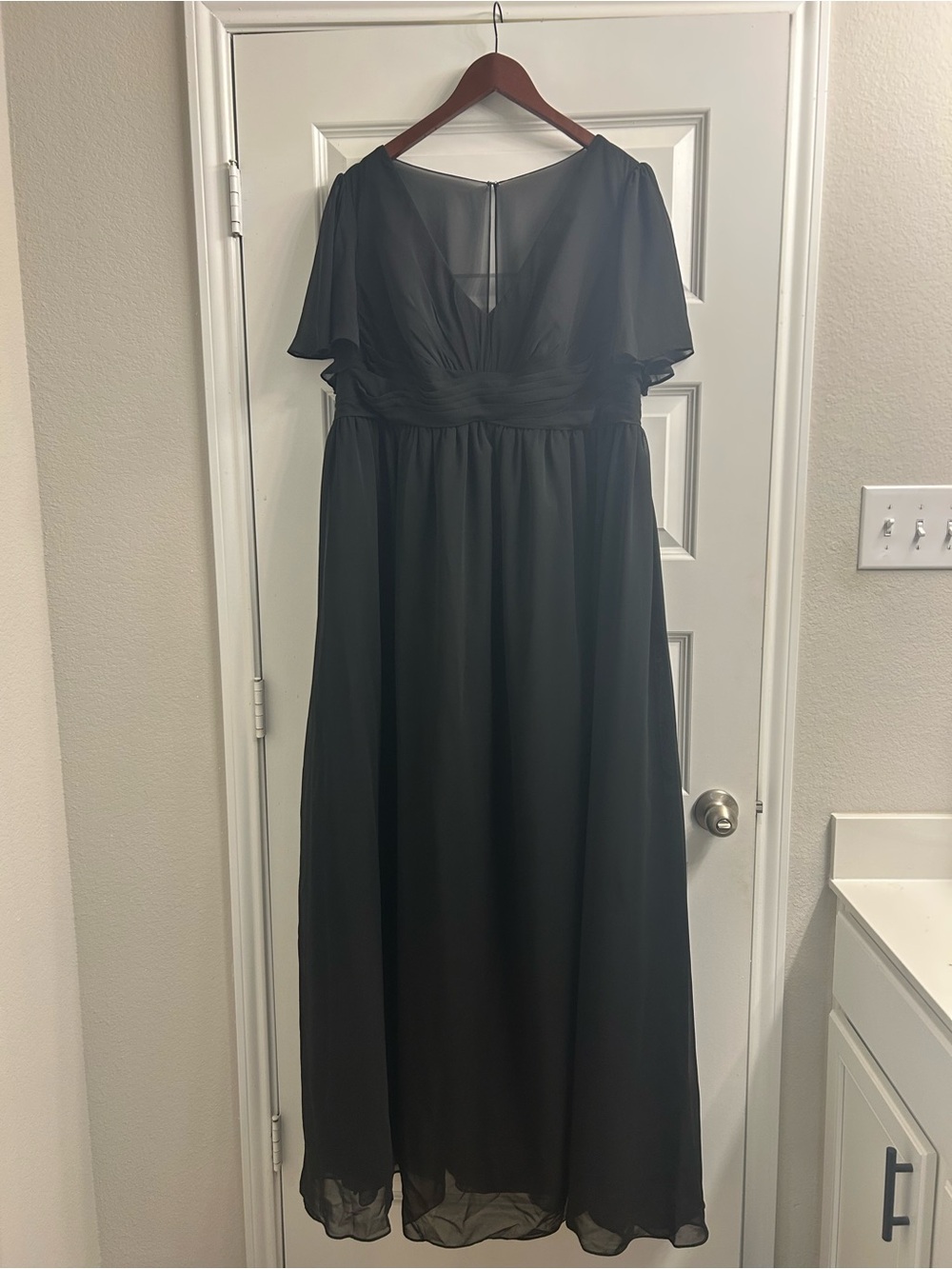 Azazie Black Bridesmaid/ Evening (Jane) Dress with Flutter Sleeves